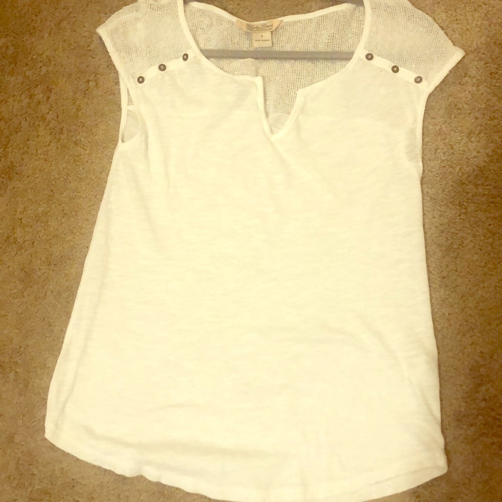 Lucky Brand White Short Sleeve Top